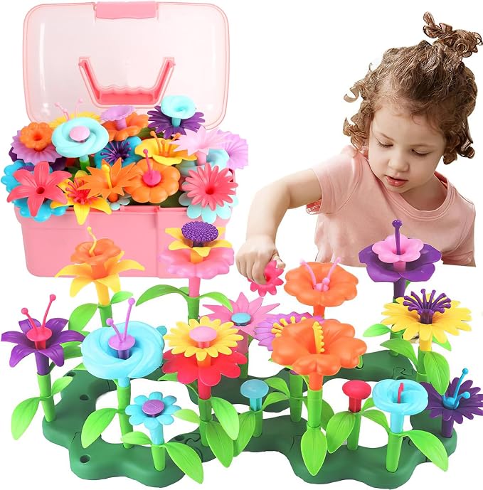 CENOVE Birthday Toys Gift for 3 4 5 6 7 Year Old Girls and Boys,Flower Garden Building Toy with Carry Box, STEM Toys for Preschool Children Educational Activity Toys by CENOVETOYS