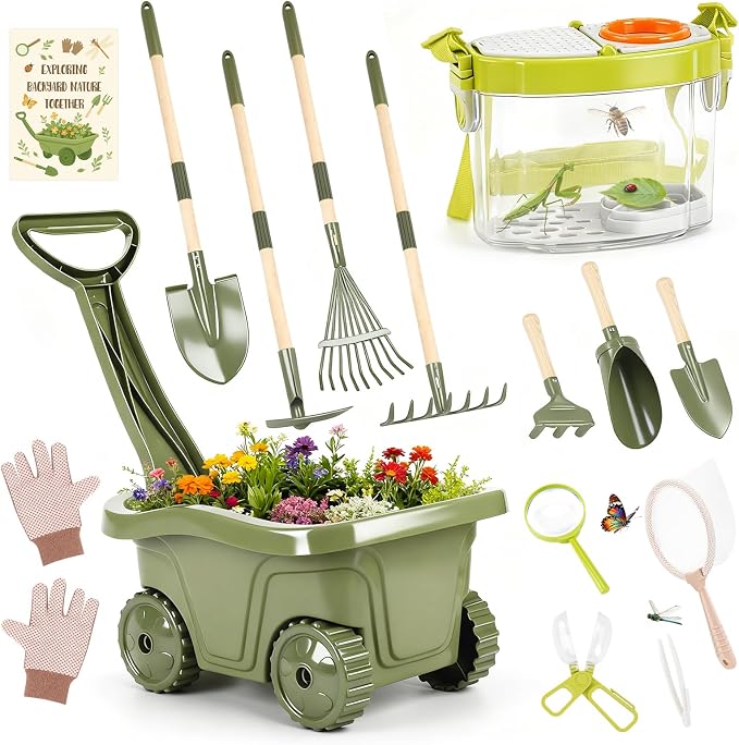 Dreamon Kids Gardening Set, 14Pcs Kids Gardening Tool with Bug Catching Kit by Dreamon
