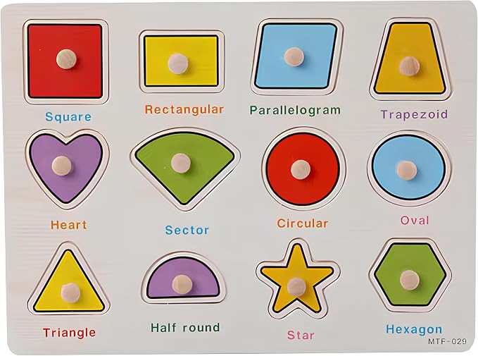 Shapes Puzzle Wooden for Toddlers 3+ Years Old - Montessori Educational Shape Toy with Sorting Board & Colorful Blocks - Preschool Learning Toy for Boys & Girls - Color & Shape Recognition by Unknown
