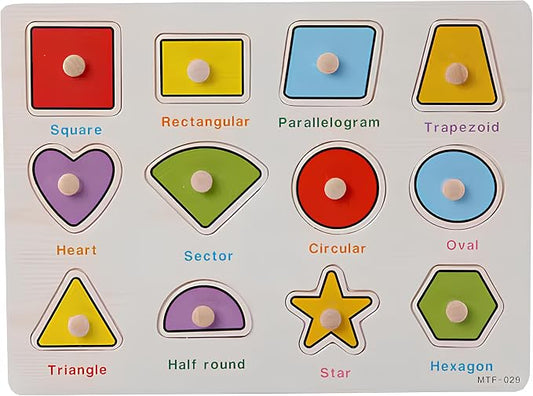 Shapes Puzzle Wooden for Toddlers 3+ Years Old - Montessori Educational Shape Toy with Sorting Board & Colorful Blocks - Preschool Learning Toy for Boys & Girls - Color & Shape Recognition by Unknown