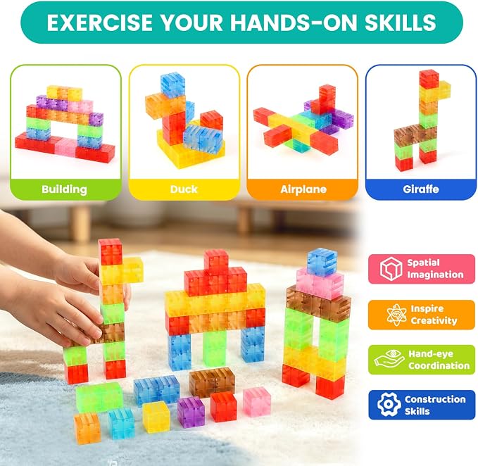 ZHENFINITY 200PCS Rainbow Magnetic Building Blocks, STEM Construction Toy - Image 4