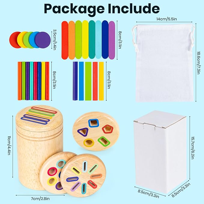 Montessori Toys for 3 4 5 Year Old, 4 in 1 Wooden Color Sorting Toys, Preschool Learning Activities Fine Motor Skills Sensory Toys for Toddlers - Image 6