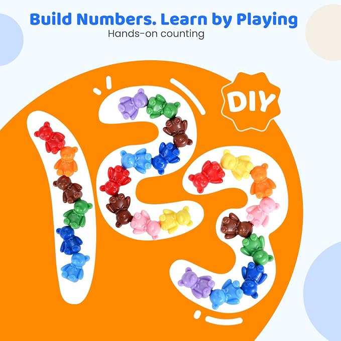 ZYFLSQ 150 PCS Counting Bears Set, 10 Color Sorting Bears Learning Toys for Preschoolers, 1 Inch Stackable Bear Counters for Kids Ages 3+, Montessori-Inspired Math Manipulatives for Classroom & Home - Image 3