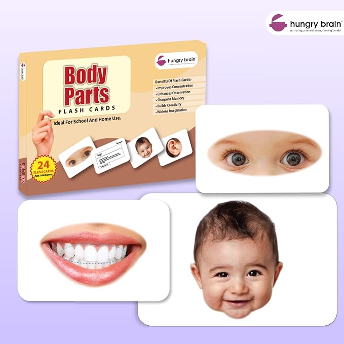 Hungry Brain Body Parts Flash Cards for Toddlers Ages 3 Months to 6 Years | Montessori Human Body Vocabulary Cards for Kids | Educational Learning Cards for Preschool, Kindergarten, Memory - Image 2