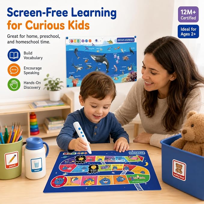 TEKFUN Talking Pen Learning Poster Set, 11 Charts and 6 Sticker Sheets - Image 3