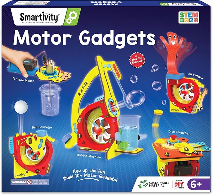 Smartivity 10-in-1 Motor Powered STEM Engineering Kit for Kids I 10+ Fun Electronics Projects for Smart Kids | DIY Science Kit/Toy for Ages 6,7,8,9,10,11,12 Years Old Boys & Girls