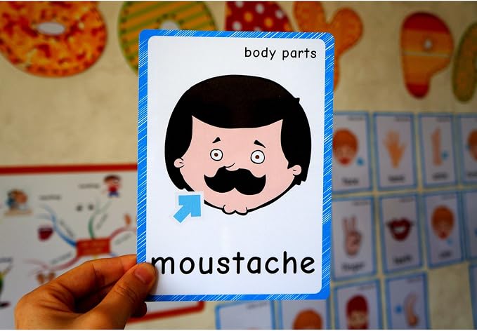 SANTSUN 36 Pieces of My Body Parts Flash Cards for Toddlers- The Flash HolePunched- So You can sort and Organize The Cards Easily and Early Learning Kindergarten Teacher Tools - Image 3