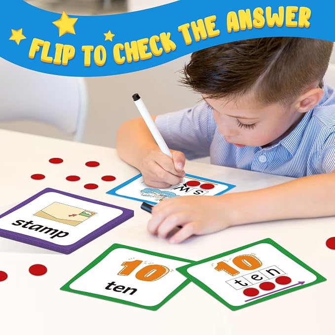 Torlam Elkonin Boxes Phonemic Awareness Phonics Games, Reading Spelling Sound Manipulatives Sight Word Flash Cards, Speech Therapy Toy Kindergarten Elementary Classroom Must Haves Homeschool Supplies - Image 4