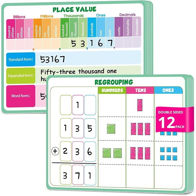 12 Packs Place Value Chart Math Manipulatives Math Games for Kids by Unknown