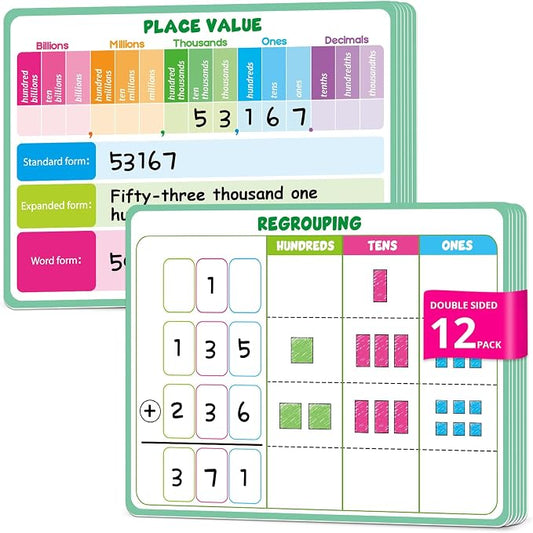 12 Packs Place Value Chart Math Manipulatives Math Games for Kids by Unknown