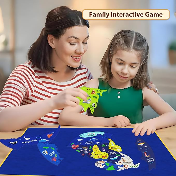 15 Pcs Continents Puzzle for Kids Felt Story Board Pieces Flannel Board for The Classroom Learning Globe World Map Puzzle for Toddlers - Image 5