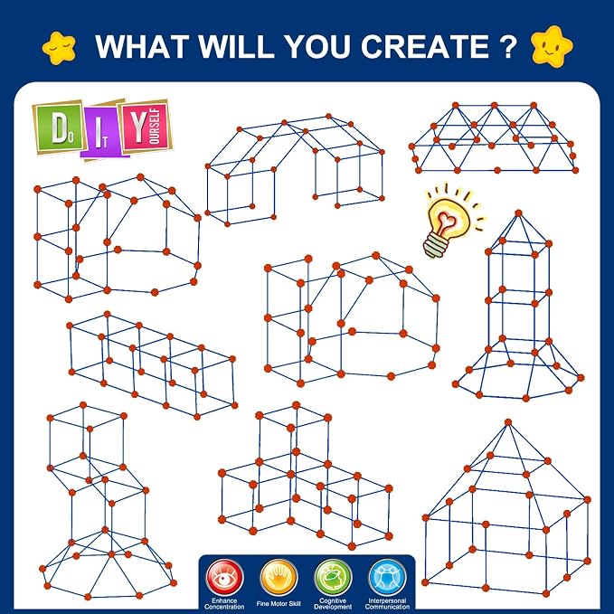 Fort Building Kit for Kids,STEM Construction Toys, Educational Gift for 4 5 6 7 8 9 10 11 12 Years Old Boys and Girls,Ultimate Creative Set for Indoor & Outdoors Activity,200 Pcs,Original - Image 7