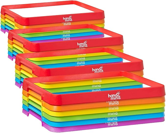 hand2mind Magnetic Dry Erase Activity Trays, Stackable for Classroom, White Boards for Kids, Science of Reading Materials, Multicolor, 1 Count (Pack of 4) by hand2mind