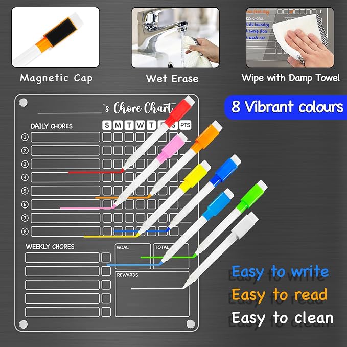 PigPotParty Acrylic Magnetic Chore Chart for Kids, 12x9.5 Inch, 2 Pack - Image 2