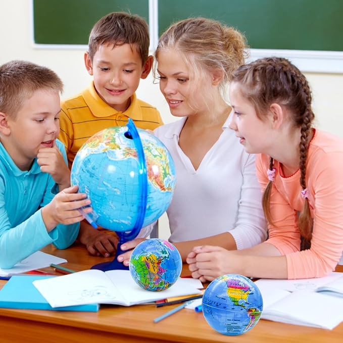 30PCS Globe Stress Ball,2.5Inch Earth Bouncy Ball, Foam Squeeze Balls,Earth Stress Balls Toy for Finger Toy School Supplies Adult Kids Children Party Favors Exchange Gifts - Image 5