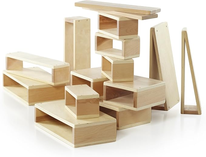 Guidecraft Jr. Hollow Blocks - Set of 16: S.T.E.M Learning & Educational Game for Children; Wooden Building Toy - Image 2