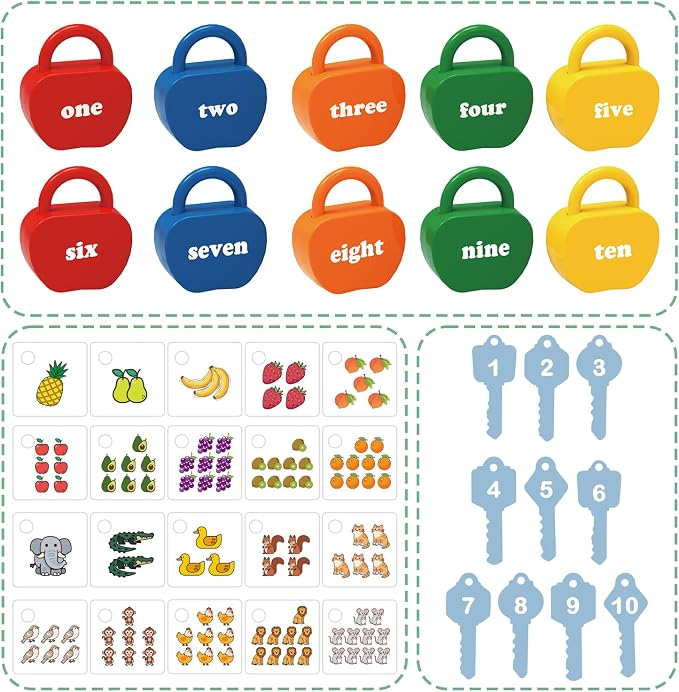 Montessori Lock and Key Toddler Toys, Cause and Effect Sensory Learning Toys for 1 2 3 Year Old, Number Counting & Matching Game, Fine Motor Skills Preschool Travel Activities - Image 4