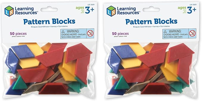 Learning Resources Pattern Blocks Smart Pack, Developmental Toy, Shapes, Patterns, 50 Pieces (Pack of 2) by LearningResources