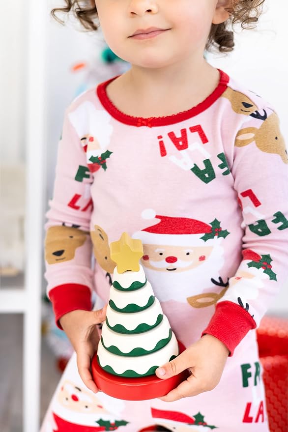 Pearhead Wooden Christmas Tree Stacking Toy Set, Holiday Toys for Toddlers - Image 9