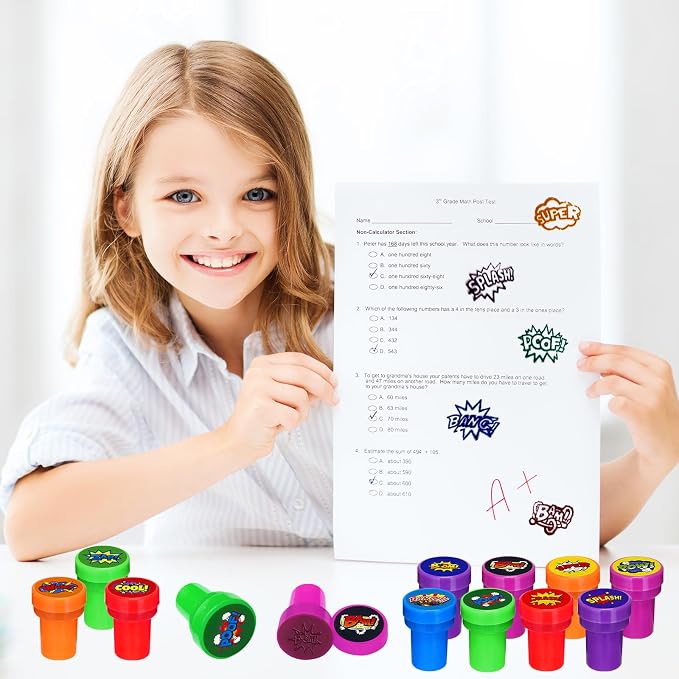 Cinrobiye 24 Pcs Hero Stampers Party Favor Set, Cute Superhero Stamps for Kids Birthday Party, Classroom Rewards, Carnival Prizes, Goody Bag Fillers, Super Hero Themed Party Supplies - Image 5
