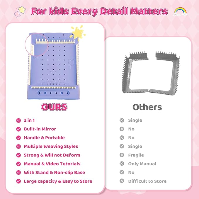 Weaving Loom Kit Toys & Friendship Bracelet Making Kit for Kids, Birthday Christmas Gifts for Girls Ages 6 7 8 9 10-12, Potholder Coaster Rainbow Bands Weaving Kit, Creative DIY Arts and Craft Looms