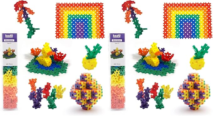 KADU Rainbow 250 Piece Set - STEM/STEAM Building + Construction Toy, for Open + Imaginative Play Ages 5+ (Pack of 2) by IncrediblyInterconnectableToys