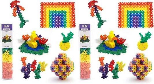 KADU Rainbow 250 Piece Set - STEM/STEAM Building + Construction Toy, for Open + Imaginative Play Ages 5+ (Pack of 2) by IncrediblyInterconnectableToys