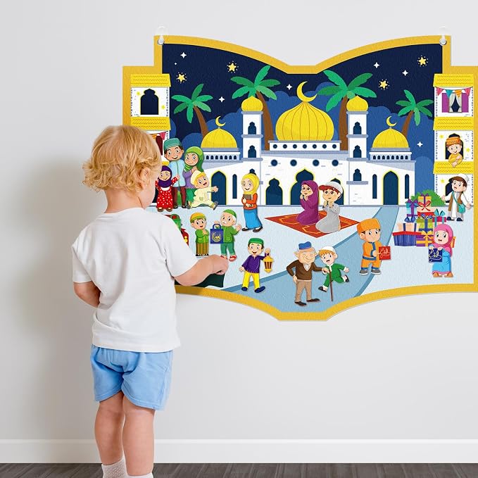 Cinrobiye DIY Ramadan Craft Kit – Eid Crafts & Activities, Reusable Felt Mosque, Moon & Stars Set for Classroom, Home, Islamic Holiday Decorations, Party Supplies - Image 7