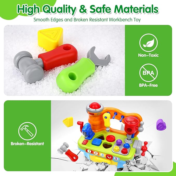 Toys for 1 Year Old Boy, Musical Toy Tool Bench, 1 2 3 Years old Boy Gifts - Image 4