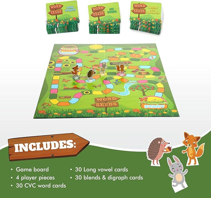Melby Toys Word Seeds Phonics Game – Fun Reading & Board Games for Kids Ages 4-8, Learn to Read, CVC & Kindergarten Games - Image 2
