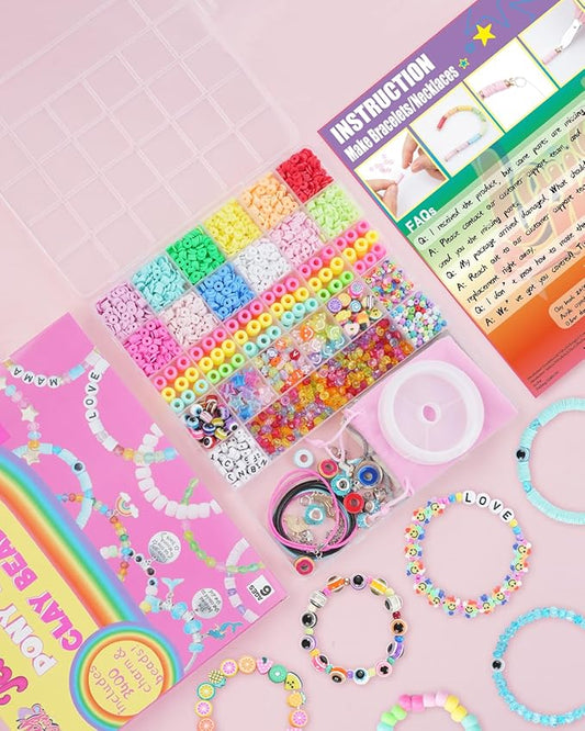 LovelyMoon Bracelet Making Kit 3400 Pcs Beads for Charm Friendship Jewelry Making Supplies Unicorn Mermaid Art Crafts Birthday Christmas Gifts for Girls Ages 6 7 8 9 10 11 12 Years Old