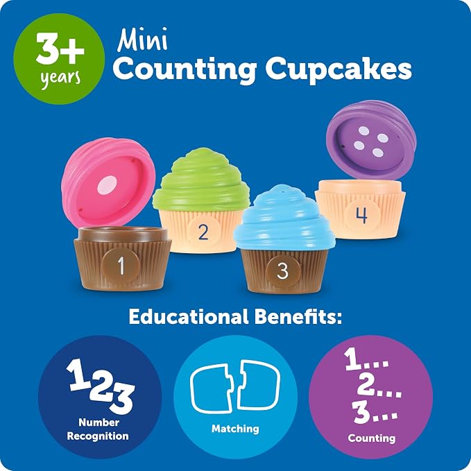 Learning Resources Mini Counting Cupcakes - Birthday Cake, Sensory Toys, Montessori Preschool Activities, Kitchen Play Food Sets for Kids, Fine Motor Games - Image 6