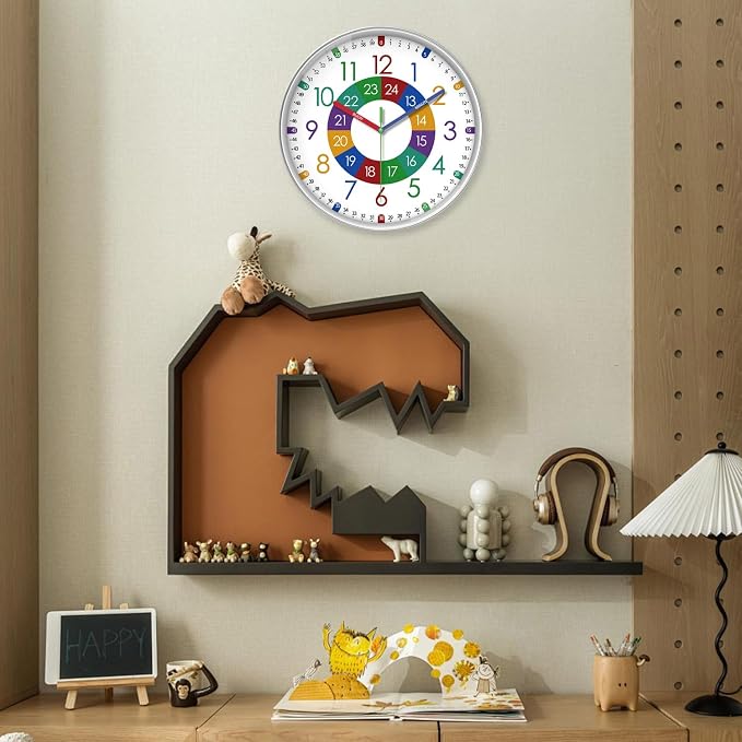 XFM Large Wall Clock for Kids 16 Inch Colorful Teaching Time - Image 5