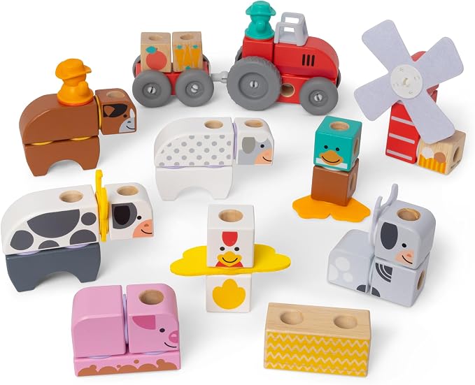 Melissa & Doug Blockables Farm & Farm Friends 2-Pack Bundle Set - Image 4