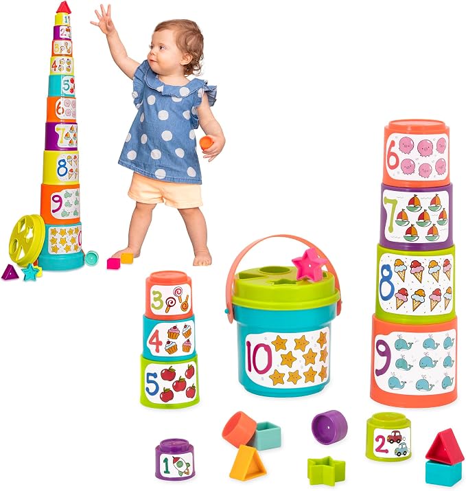 Battat Stacking Cups Shape Sorter, Sort & Stack Nesting Cups Set, Toddler by Battat