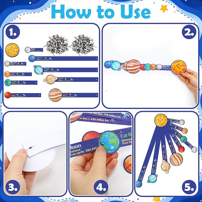 Glenmal 36 Set Solar System Model Craft Kit Kids DIY Planets Solar System Paper Art Set Decor Outer Space Preschool Activities Supplies for Montessori Learning Homeschool Toddler (Colorful) - Image 3
