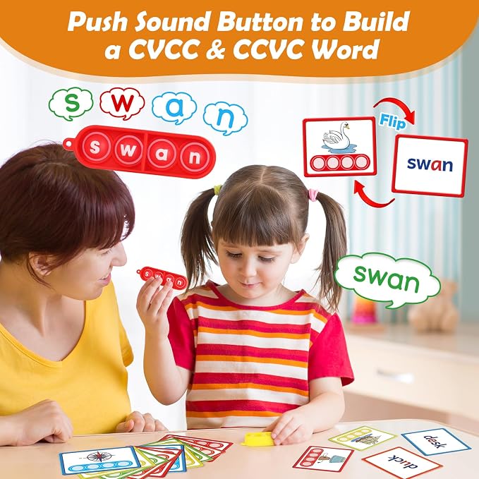Aizweb CVCC & CCVC Word Game,Phonics Games Flash Cards for Preschool Kindergarten Classroom Supplies,Special Education Reading Manipulative Montessori Spelling Toy for Learning Activity Teacher School - Image 6