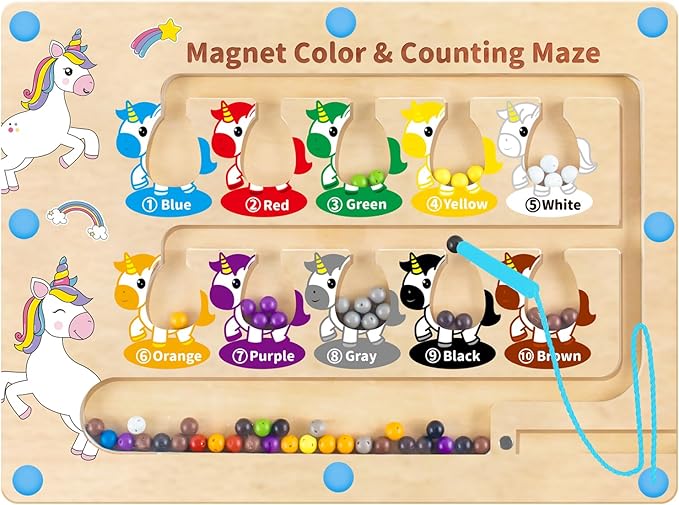 HONGID Magnetic Color and Number Maze,Uniorn Gifts for Girls,Montessori Toys for 2 3 4 5 Year Old,Learning Educational Sensory Toys for Toddlers and Kids Boys Girls,Christmas Birthday Gift for Kids by Unknown