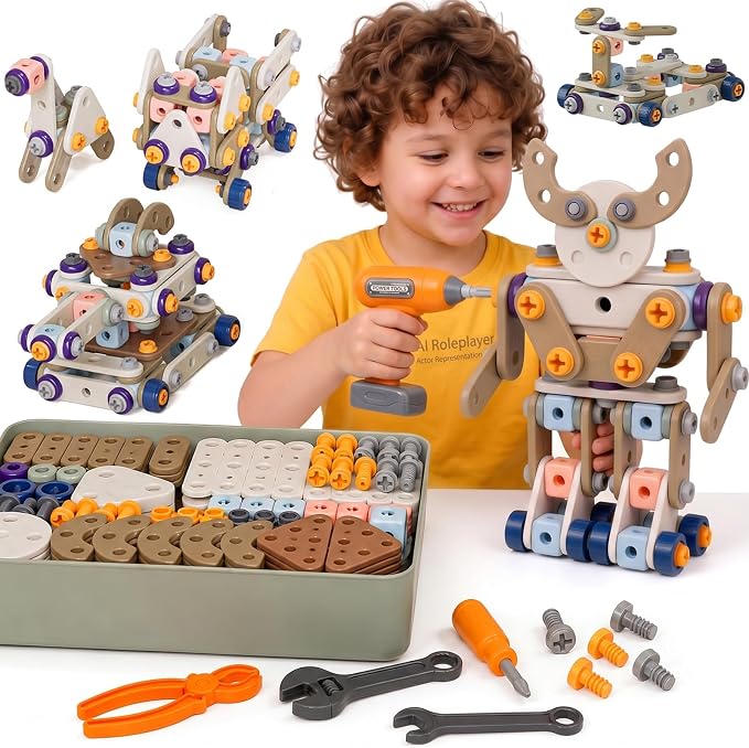 2026 New Kids Tool Set, 211 Pcs STEM Building Toys for Ages 3-8 by VkotaVkoty