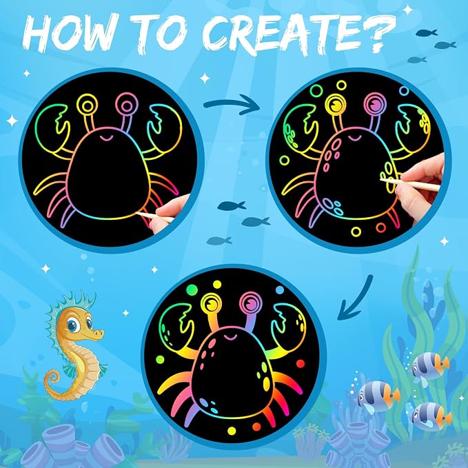 ZMLM Scratch Paper Art-Crafts Gift: 2 Pack Rainbow Notebooks Supplies Toys - Image 2