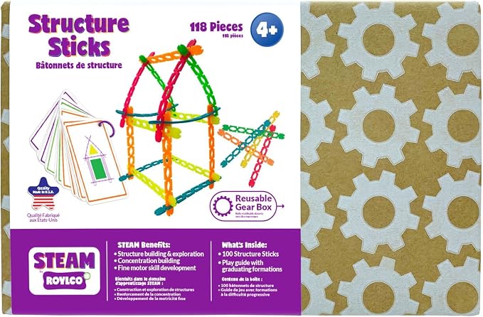 Roylco STEAM Structure Sticks Kit - Multi Color Plastic Sticks to Inspire Creativity - Build and Create with Unique Design by Roylco