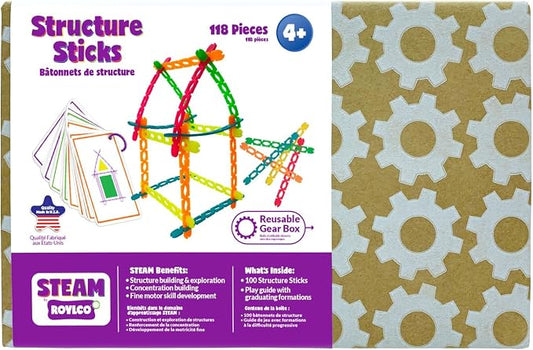 Roylco STEAM Structure Sticks Kit - Multi Color Plastic Sticks to Inspire Creativity - Build and Create with Unique Design by Roylco