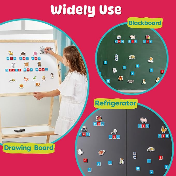 CVC Magnets Word Games,Fridge Magnets for Kids, 129Pcs Magnetic Letters - Image 4