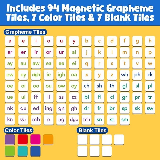 Aizweb Phonics Magnetic Letter Tiles Set with Tray & Dry Erase Board - Image 3
