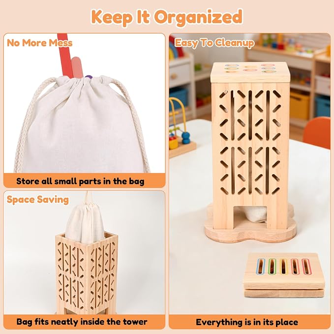Wooden Montessori Toys for Sorting & Fine Motor Skills, Ages 3-6 - Image 7