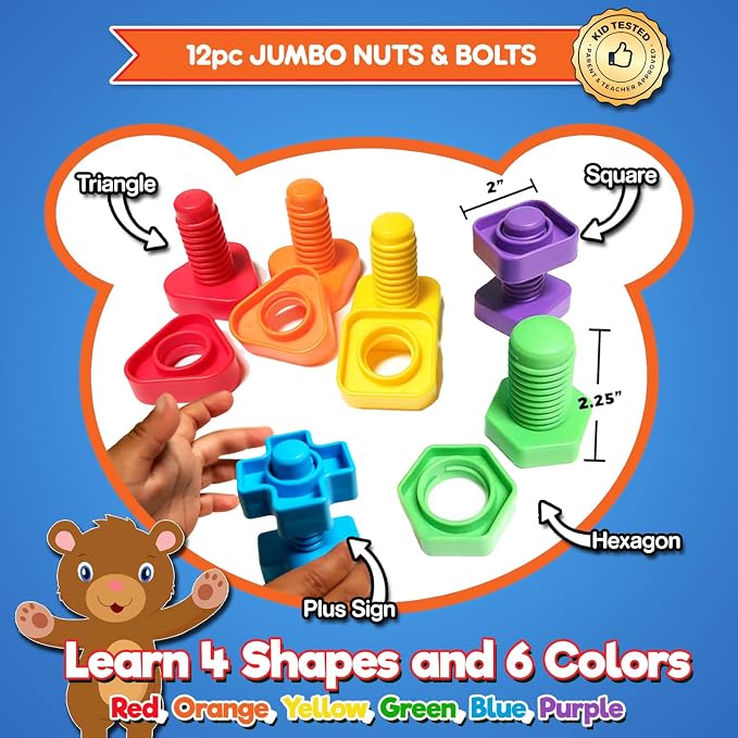 Twist & Lace Beads n Bolts - Match, Sort, Count & Play with 24pc + eBook - Image 3