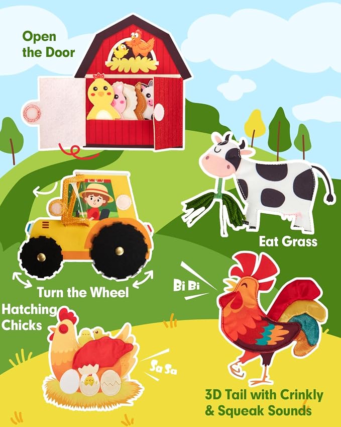 hahaland Busy Book for Toddlers 1-3 - Montessori Toys 1 Year Old Busy Board - Image 6