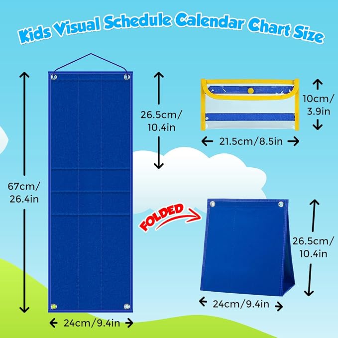 KIKIGOAL Kids Visual Schedule Calendar Chart, 2 in 1 Autism Daily Chore Routine Chart with 96 Cards Autism Learning Materials Bedtime Routine for Toddlers Home School - Image 5