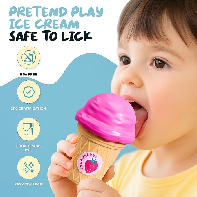 JoyCat Ice Cream Toy Set for Toddlers 1-5,Color Sorting & Stacking Toys - Image 6