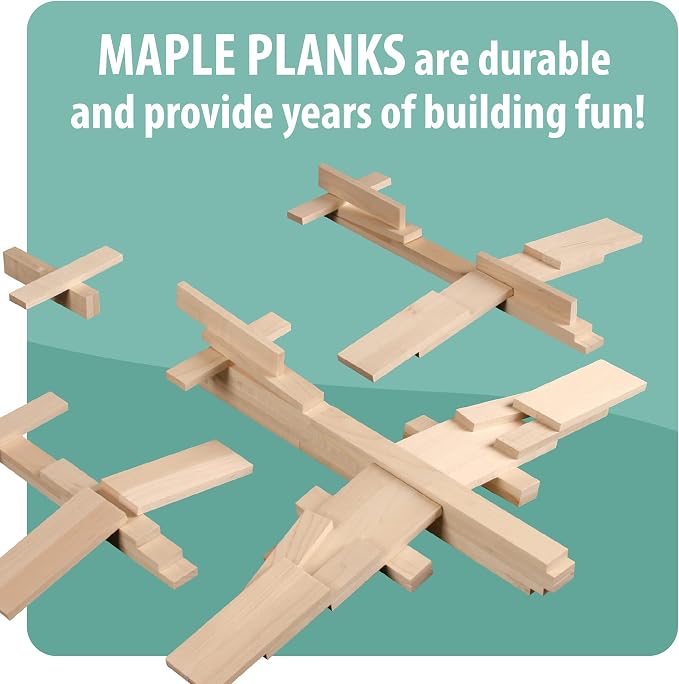 MindWare KEVA Maple 200 Plank Wooden Building Blocks Set - Free-Form 3D Structure Building Set for Kids - Image 5